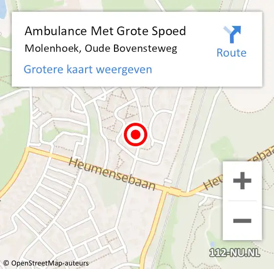 Locatie op kaart van de 112 melding: Ambulance Met Grote Spoed Naar Molenhoek, Oude Bovensteweg op 17 juni 2022 04:09