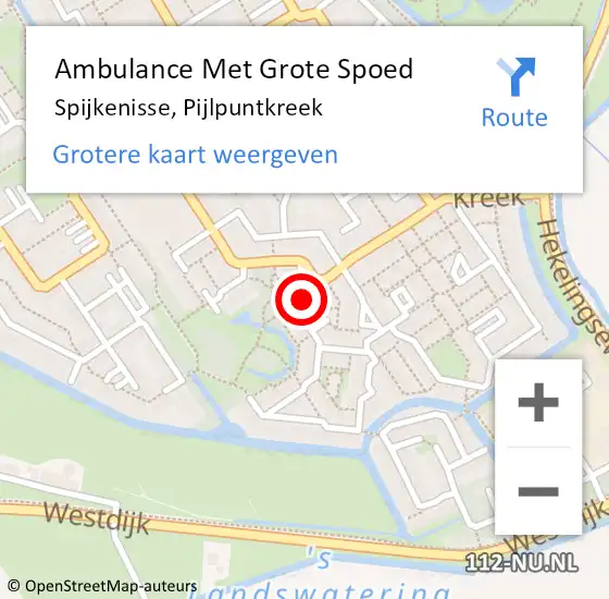 Locatie op kaart van de 112 melding: Ambulance Met Grote Spoed Naar Spijkenisse, Pijlpuntkreek op 17 juni 2022 04:31
