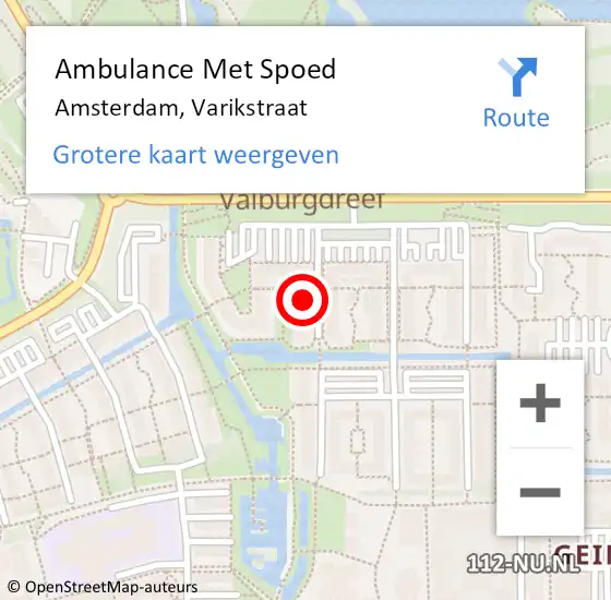 Locatie op kaart van de 112 melding: Ambulance Met Spoed Naar Amsterdam-Zuidoost, Varikstraat op 17 juni 2022 04:45
