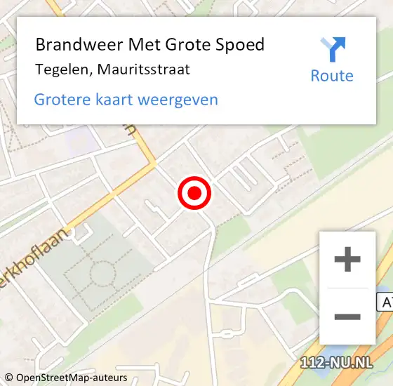 Locatie op kaart van de 112 melding: Brandweer Met Grote Spoed Naar Tegelen, Mauritsstraat op 17 juni 2022 04:48