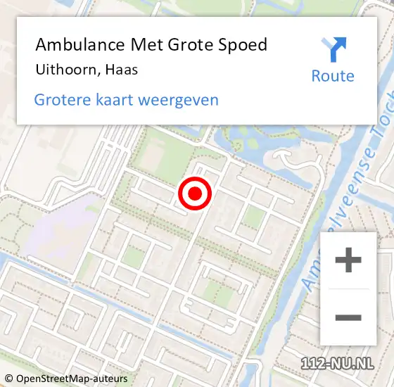 Locatie op kaart van de 112 melding: Ambulance Met Grote Spoed Naar Uithoorn, Haas op 17 juni 2022 05:22