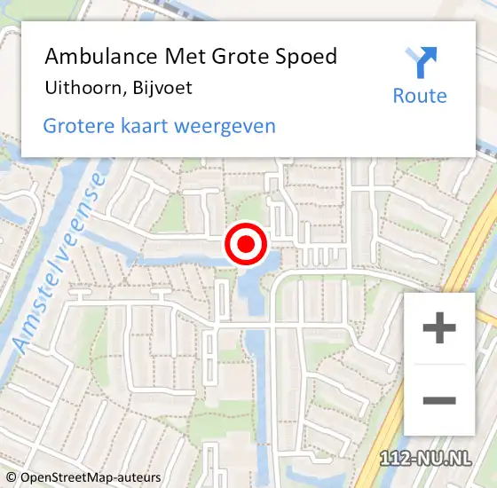 Locatie op kaart van de 112 melding: Ambulance Met Grote Spoed Naar Uithoorn, Bijvoet op 17 juni 2022 05:37