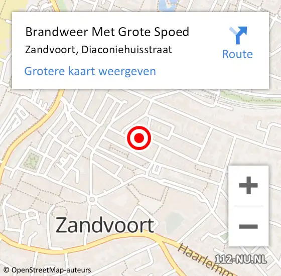 Locatie op kaart van de 112 melding: Brandweer Met Grote Spoed Naar Zandvoort, Diaconiehuisstraat op 17 juni 2022 05:47