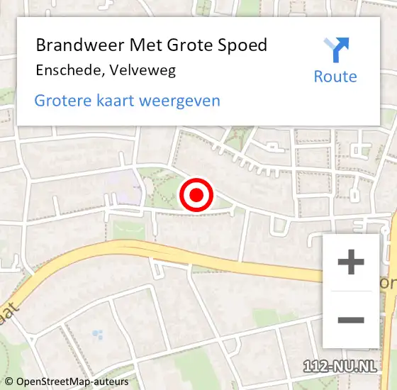Locatie op kaart van de 112 melding: Brandweer Met Grote Spoed Naar Enschede, Velveweg op 17 juni 2022 06:06