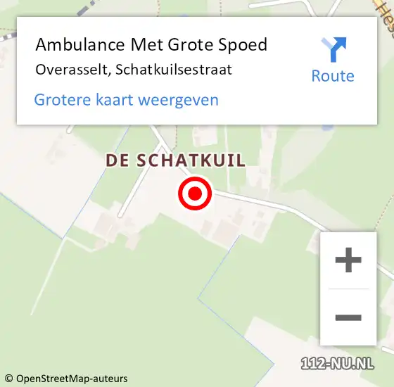 Locatie op kaart van de 112 melding: Ambulance Met Grote Spoed Naar Overasselt, Schatkuilsestraat op 17 juni 2022 06:27