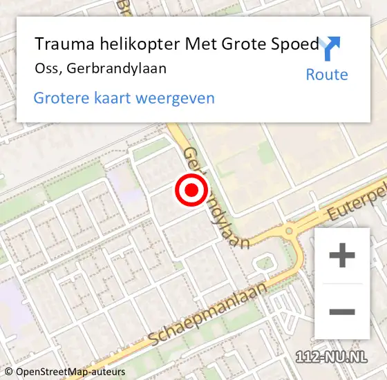 Locatie op kaart van de 112 melding: Trauma helikopter Met Grote Spoed Naar Oss, Gerbrandylaan op 17 juni 2022 06:36
