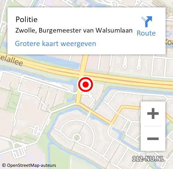 Locatie op kaart van de 112 melding: Politie Zwolle, Burgemeester van Walsumlaan op 17 juni 2022 07:35