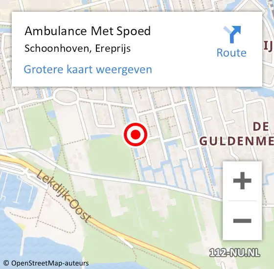 Locatie op kaart van de 112 melding: Ambulance Met Spoed Naar Schoonhoven, Ereprijs op 17 juni 2022 08:06