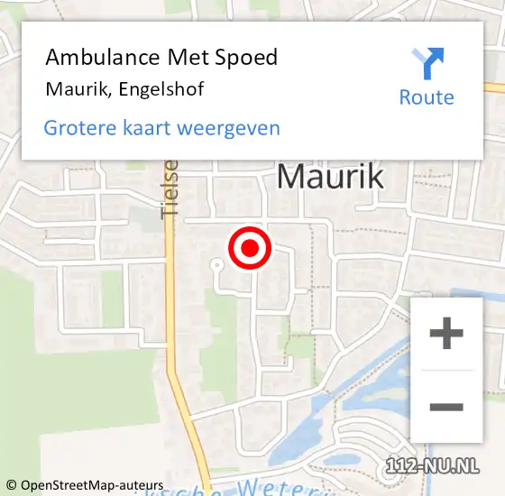 Locatie op kaart van de 112 melding: Ambulance Met Spoed Naar Maurik, Engelshof op 17 juni 2022 08:11