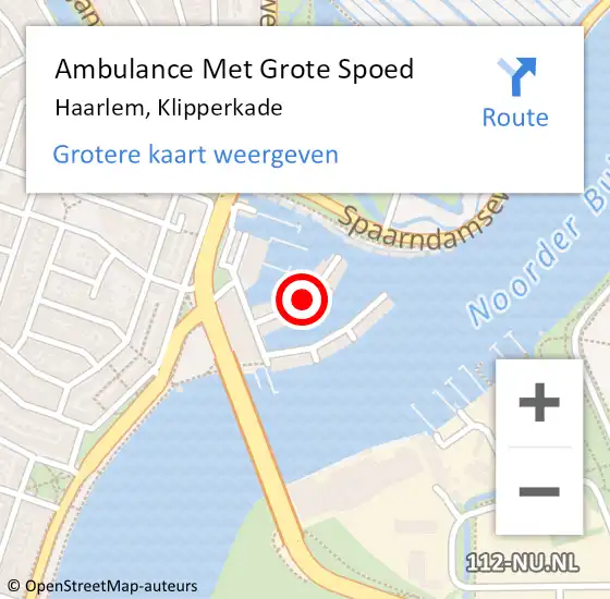 Locatie op kaart van de 112 melding: Ambulance Met Grote Spoed Naar Haarlem, Klipperkade op 17 juni 2022 08:17