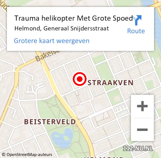 Locatie op kaart van de 112 melding: Trauma helikopter Met Grote Spoed Naar Helmond, Generaal Snijdersstraat op 17 juni 2022 08:20