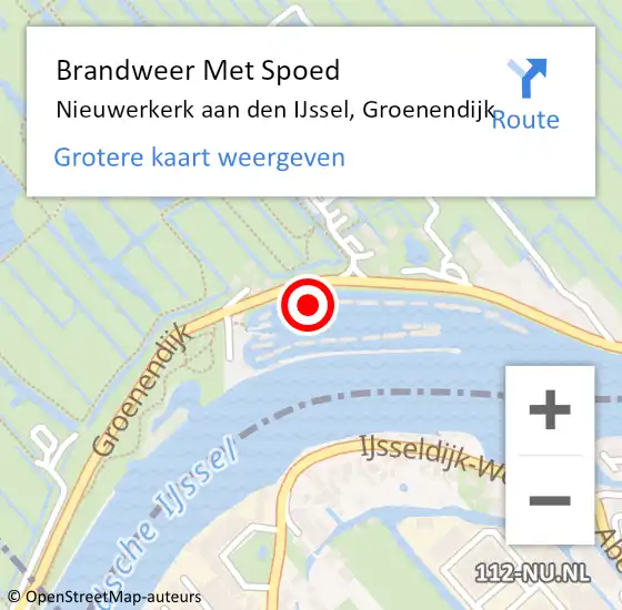 Locatie op kaart van de 112 melding: Brandweer Met Spoed Naar Nieuwerkerk aan den IJssel, Groenendijk op 17 juni 2022 08:49