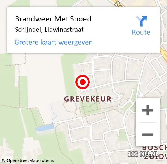 Locatie op kaart van de 112 melding: Brandweer Met Spoed Naar Schijndel, Lidwinastraat op 17 juni 2022 08:50