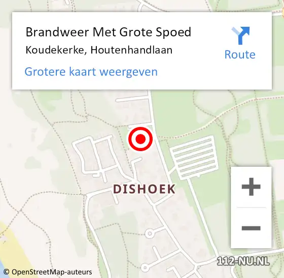 Locatie op kaart van de 112 melding: Brandweer Met Grote Spoed Naar Koudekerke, Houtenhandlaan op 17 juni 2022 09:05