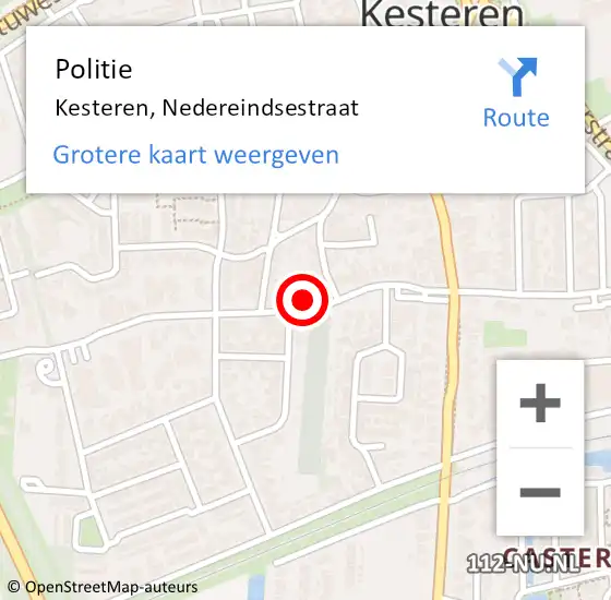 Locatie op kaart van de 112 melding: Politie Kesteren, Nedereindsestraat op 17 juni 2022 09:14