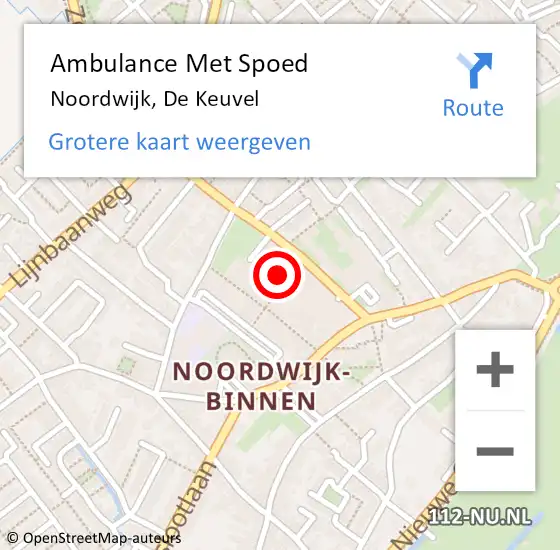 Locatie op kaart van de 112 melding: Ambulance Met Spoed Naar Noordwijk, De Keuvel op 17 juni 2022 09:31