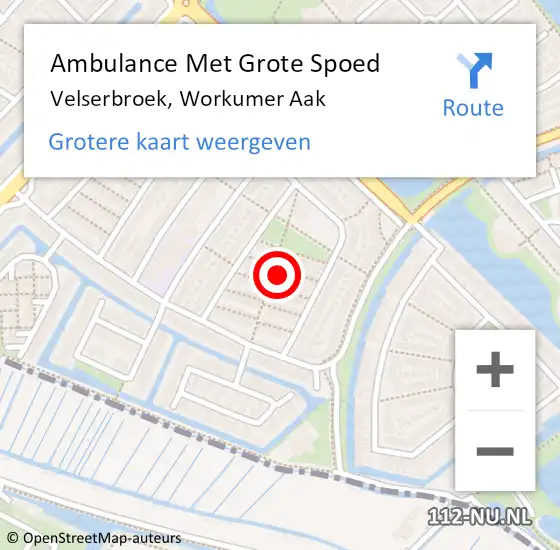 Locatie op kaart van de 112 melding: Ambulance Met Grote Spoed Naar Velserbroek, Workumer Aak op 17 juni 2022 09:41