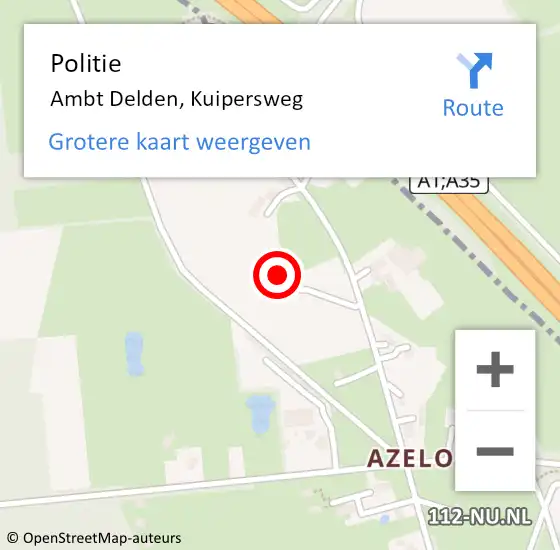 Locatie op kaart van de 112 melding: Politie Ambt Delden, Kuipersweg op 17 juni 2022 09:47