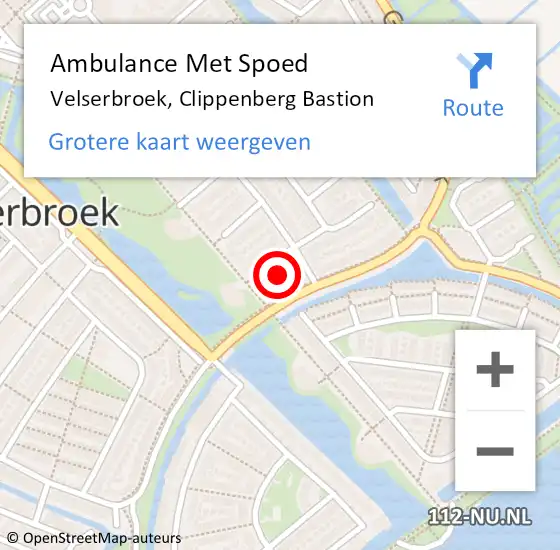 Locatie op kaart van de 112 melding: Ambulance Met Spoed Naar Velserbroek, Clippenberg Bastion op 17 juni 2022 09:52
