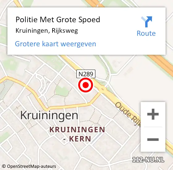 Locatie op kaart van de 112 melding: Politie Met Grote Spoed Naar Kruiningen, Rijksweg op 17 juni 2022 10:07