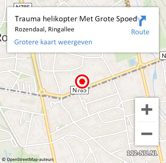 Locatie op kaart van de 112 melding: Trauma helikopter Met Grote Spoed Naar Rozendaal, Ringallee op 17 juni 2022 10:07