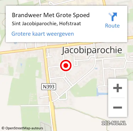 Locatie op kaart van de 112 melding: Brandweer Met Grote Spoed Naar Sint Jacobiparochie, Hofstraat op 17 juni 2022 10:36