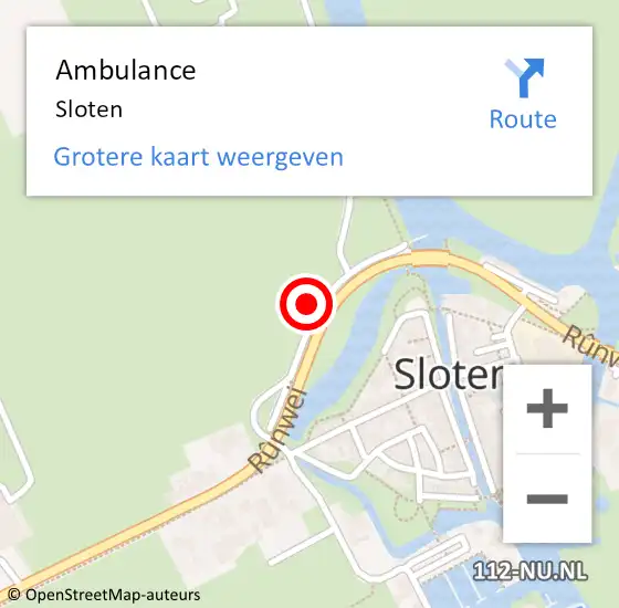 Locatie op kaart van de 112 melding: Ambulance Sloten op 17 juni 2022 10:36