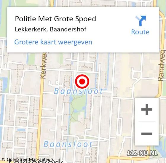 Locatie op kaart van de 112 melding: Politie Met Grote Spoed Naar Lekkerkerk, Baandershof op 17 juni 2022 10:37