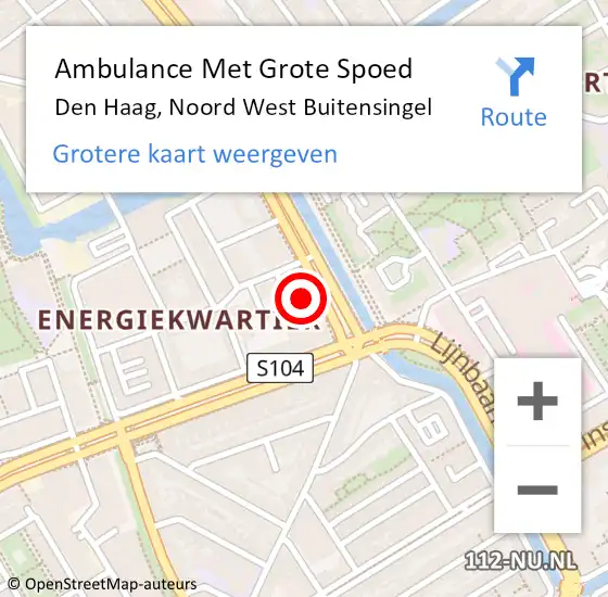 Locatie op kaart van de 112 melding: Ambulance Met Grote Spoed Naar Den Haag, Noord West Buitensingel op 17 juni 2022 10:47