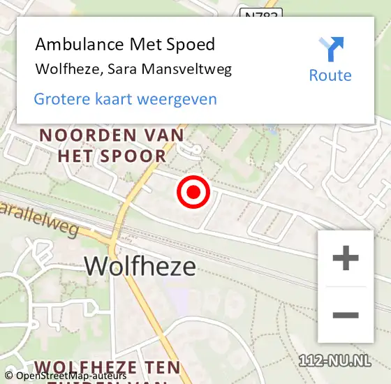 Locatie op kaart van de 112 melding: Ambulance Met Spoed Naar Wolfheze, Sara Mansveltweg op 17 juni 2022 10:56