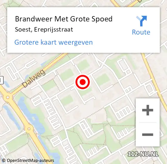 Locatie op kaart van de 112 melding: Brandweer Met Grote Spoed Naar Soest, Ereprijsstraat op 17 juni 2022 11:10