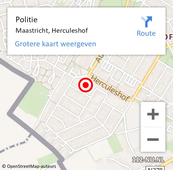 Locatie op kaart van de 112 melding: Politie Maastricht, Herculeshof op 17 juni 2022 11:13