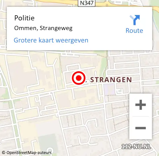 Locatie op kaart van de 112 melding: Politie Ommen, Strangeweg op 17 juni 2022 11:21