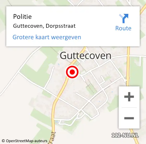 Locatie op kaart van de 112 melding: Politie Guttecoven, Dorpsstraat op 17 juni 2022 11:37