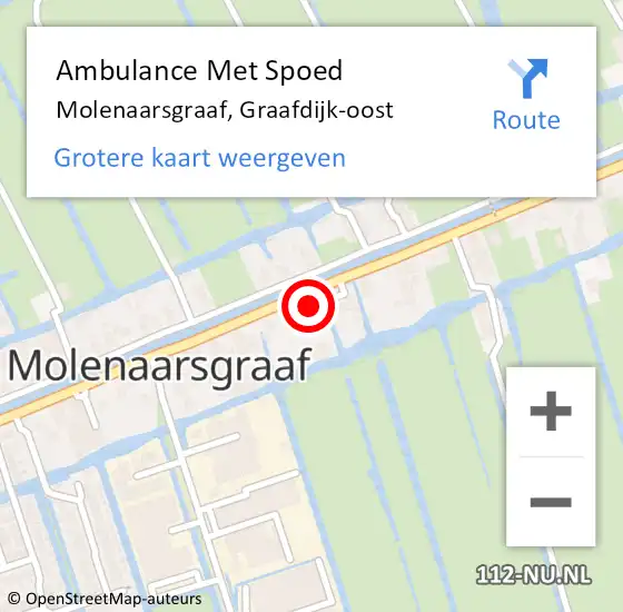 Locatie op kaart van de 112 melding: Ambulance Met Spoed Naar Molenaarsgraaf, Graafdijk-oost op 17 juni 2022 11:50