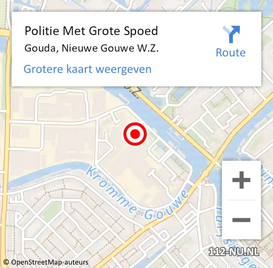 Locatie op kaart van de 112 melding: Politie Met Grote Spoed Naar Gouda, Nieuwe Gouwe W.Z. op 17 juni 2022 11:59