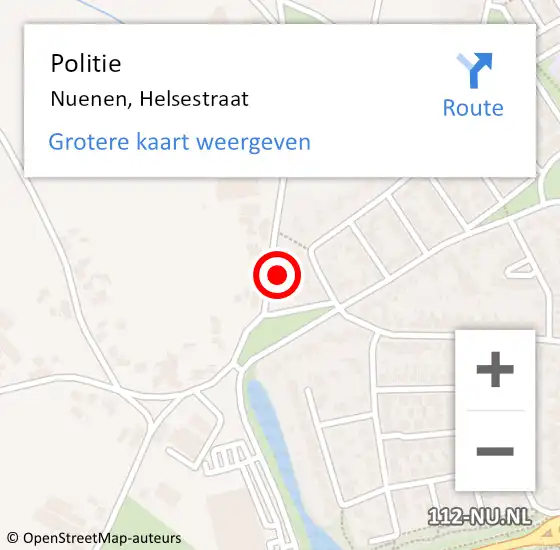 Locatie op kaart van de 112 melding: Politie Nuenen, Helsestraat op 17 juni 2022 12:15