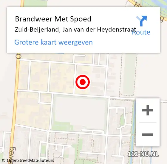 Locatie op kaart van de 112 melding: Brandweer Met Spoed Naar Zuid-Beijerland, Jan van der Heydenstraat op 17 juni 2022 12:24