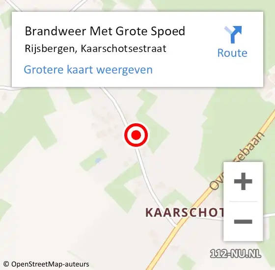 Locatie op kaart van de 112 melding: Brandweer Met Grote Spoed Naar Rijsbergen, Kaarschotsestraat op 17 juni 2022 12:29