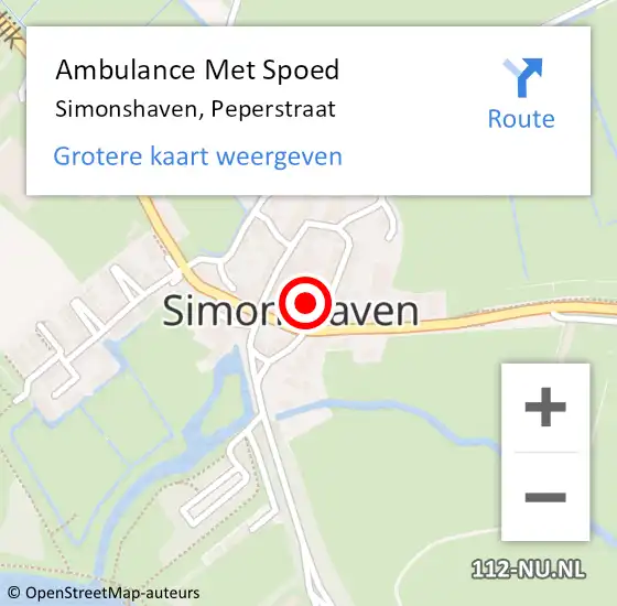 Locatie op kaart van de 112 melding: Ambulance Met Spoed Naar Simonshaven, Peperstraat op 17 juni 2022 12:42