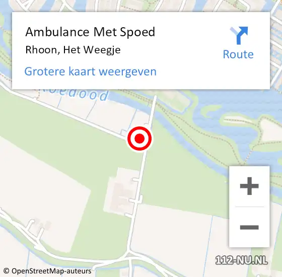 Locatie op kaart van de 112 melding: Ambulance Met Spoed Naar Rhoon, Het Weegje op 17 juni 2022 12:51