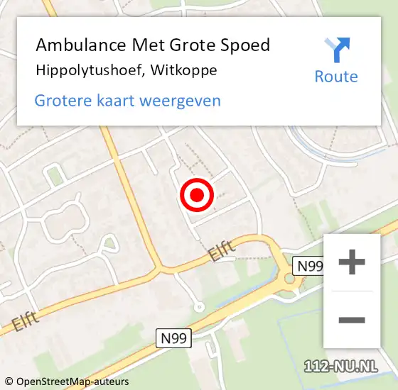 Locatie op kaart van de 112 melding: Ambulance Met Grote Spoed Naar Hippolytushoef, Witkoppe op 17 juni 2022 12:55