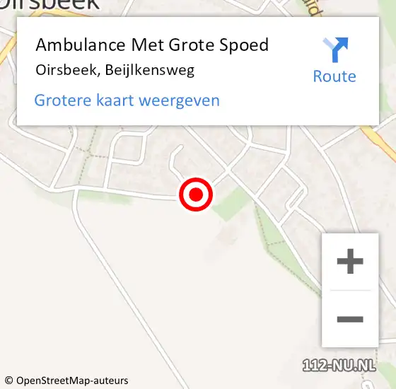 Locatie op kaart van de 112 melding: Ambulance Met Grote Spoed Naar Oirsbeek, Beijlkensweg op 20 juli 2014 13:08