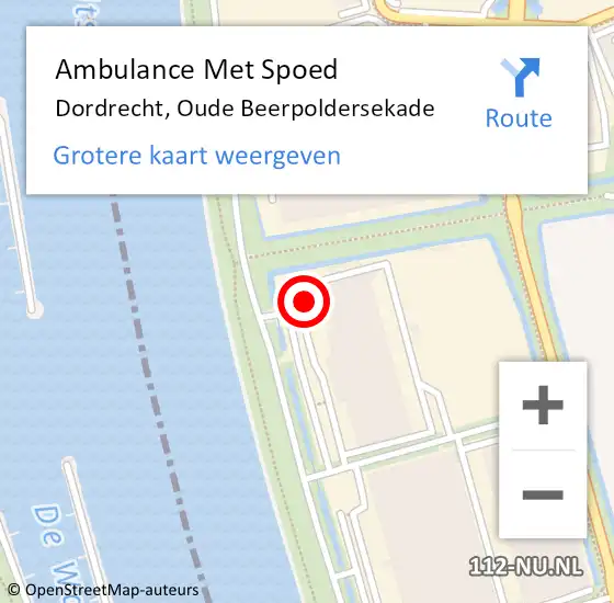 Locatie op kaart van de 112 melding: Ambulance Met Spoed Naar Dordrecht, Oude Beerpoldersekade op 17 juni 2022 13:28