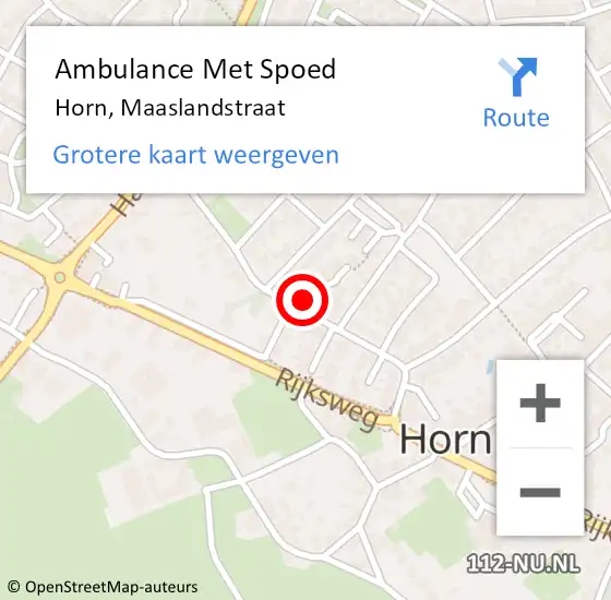 Locatie op kaart van de 112 melding: Ambulance Met Spoed Naar Horn, Maaslandstraat op 17 juni 2022 13:31