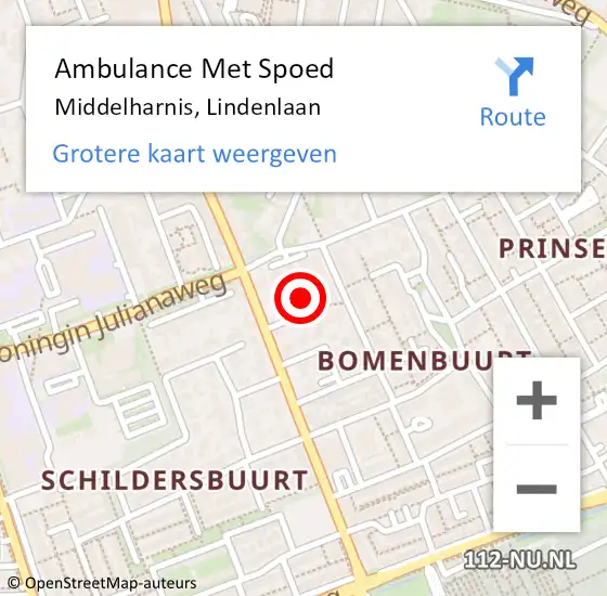 Locatie op kaart van de 112 melding: Ambulance Met Spoed Naar Middelharnis, Lindenlaan op 17 juni 2022 13:41