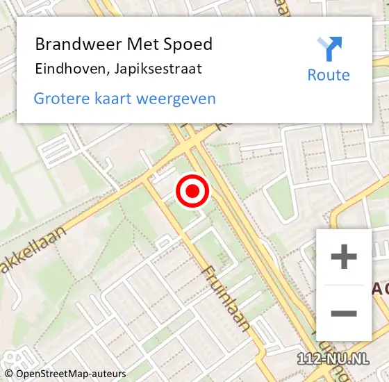 Locatie op kaart van de 112 melding: Brandweer Met Spoed Naar Eindhoven, Japiksestraat op 17 juni 2022 13:42