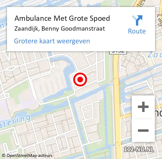 Locatie op kaart van de 112 melding: Ambulance Met Grote Spoed Naar Zaandijk, Benny Goodmanstraat op 17 juni 2022 13:49