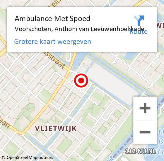 Locatie op kaart van de 112 melding: Ambulance Met Spoed Naar Voorschoten, Anthoni van Leeuwenhoekkade op 17 juni 2022 14:04