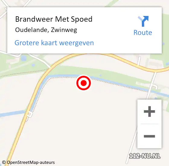 Locatie op kaart van de 112 melding: Brandweer Met Spoed Naar Oudelande, Zwinweg op 17 juni 2022 14:10